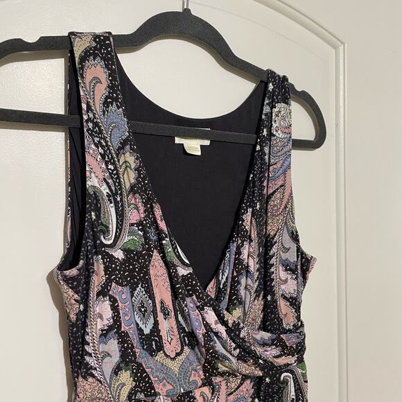 Maeve by Anthropologie Leslie Paisley Midi Dress Medium Faux Wrap Floral Boho - Picture 5 of 8